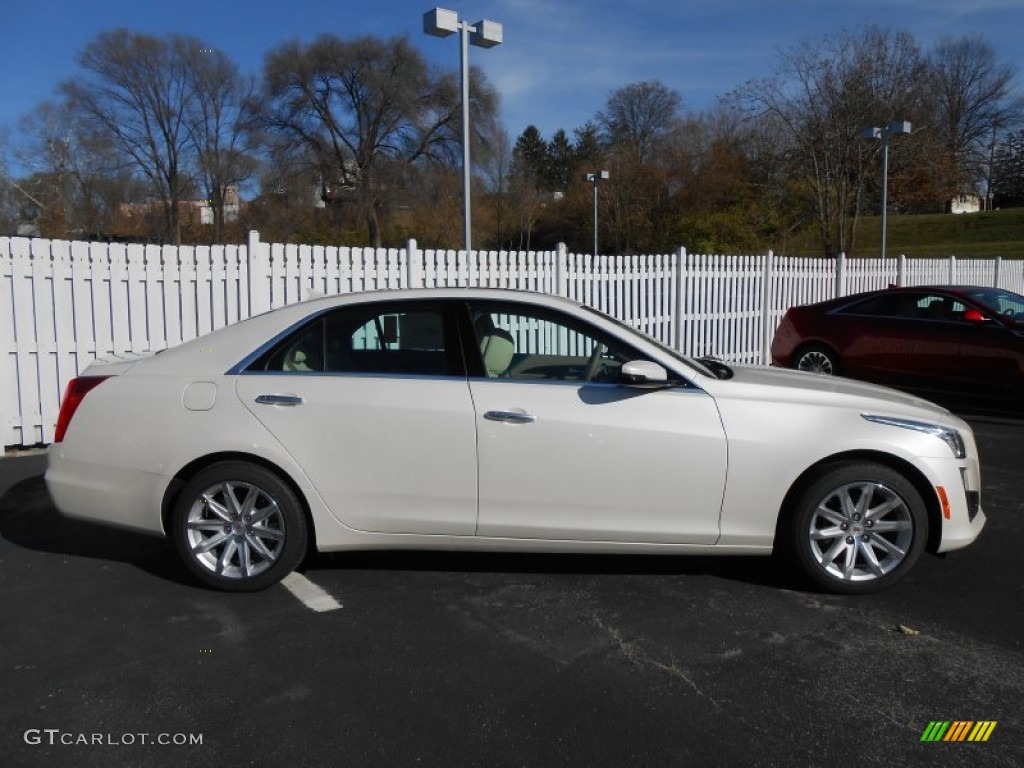 2014 CTS Luxury Sedan AWD - White Diamond Tricoat / Light Cashmere/Medium Cashmere photo #4