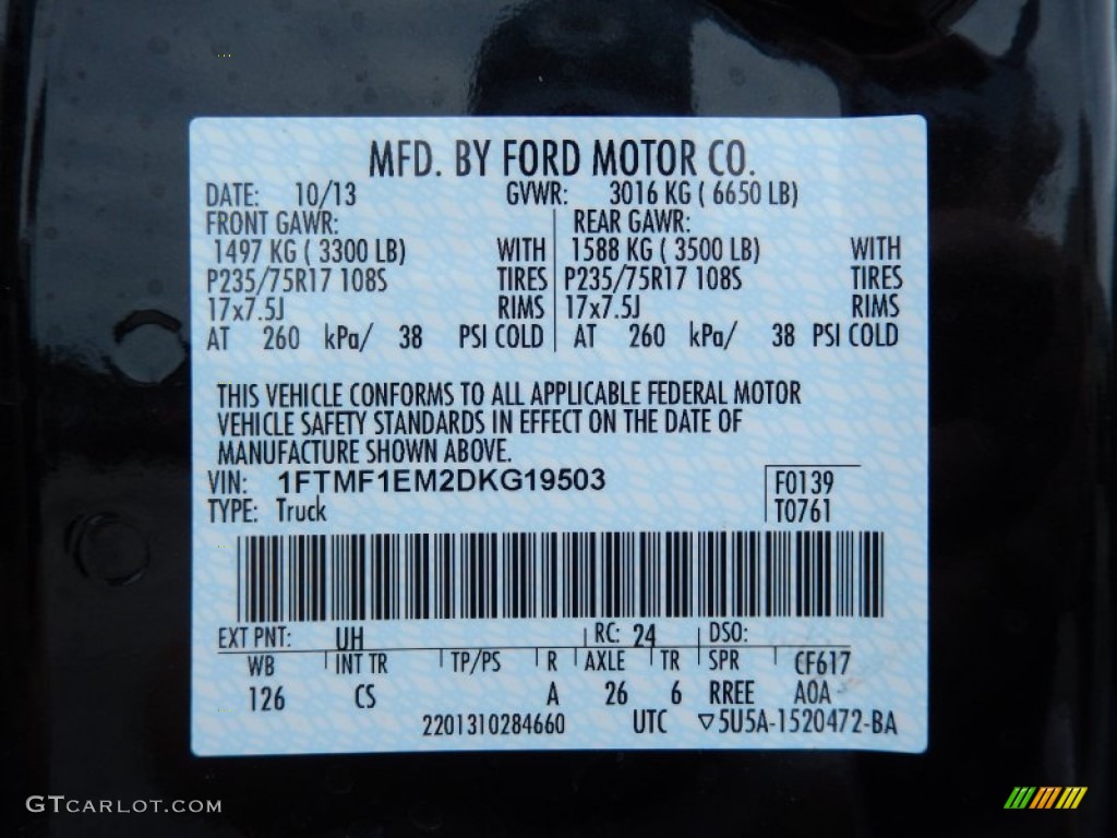2013 Ford F150 XL Regular Cab 4x4 Color Code Photos