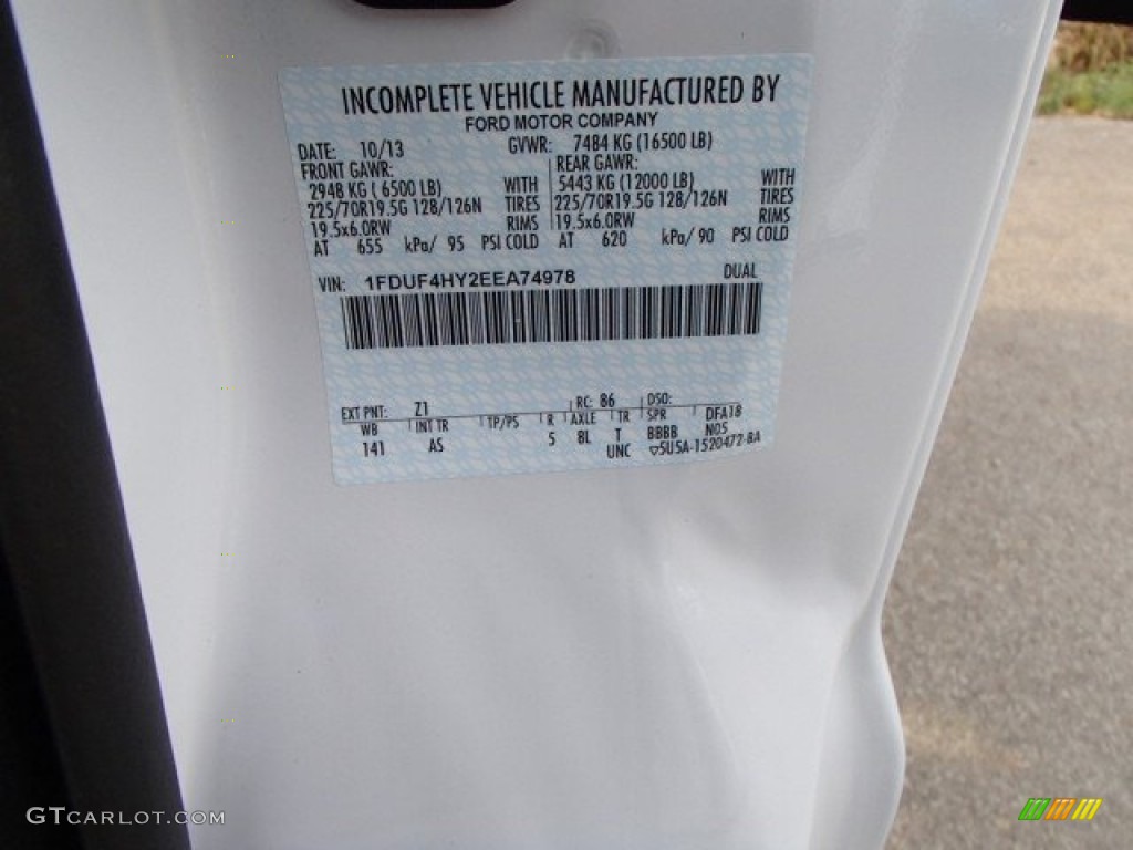 2014 F450 Super Duty Color Code Z1 for Oxford White Photo #88150004