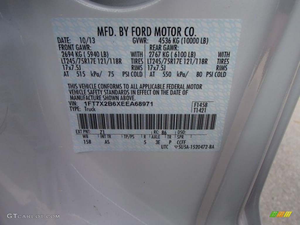 2014 Ford F250 Super Duty XL SuperCab 4x4 Color Code Photos