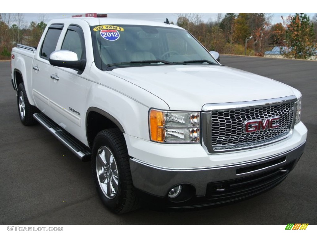 2012 Sierra 1500 SLT Crew Cab - Summit White / Dark Titanium/Light Titanium photo #1