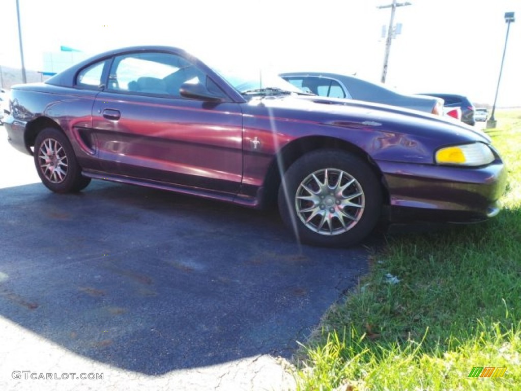 1996 Mustang V6 Coupe - Thistle Metallic / Black photo #1