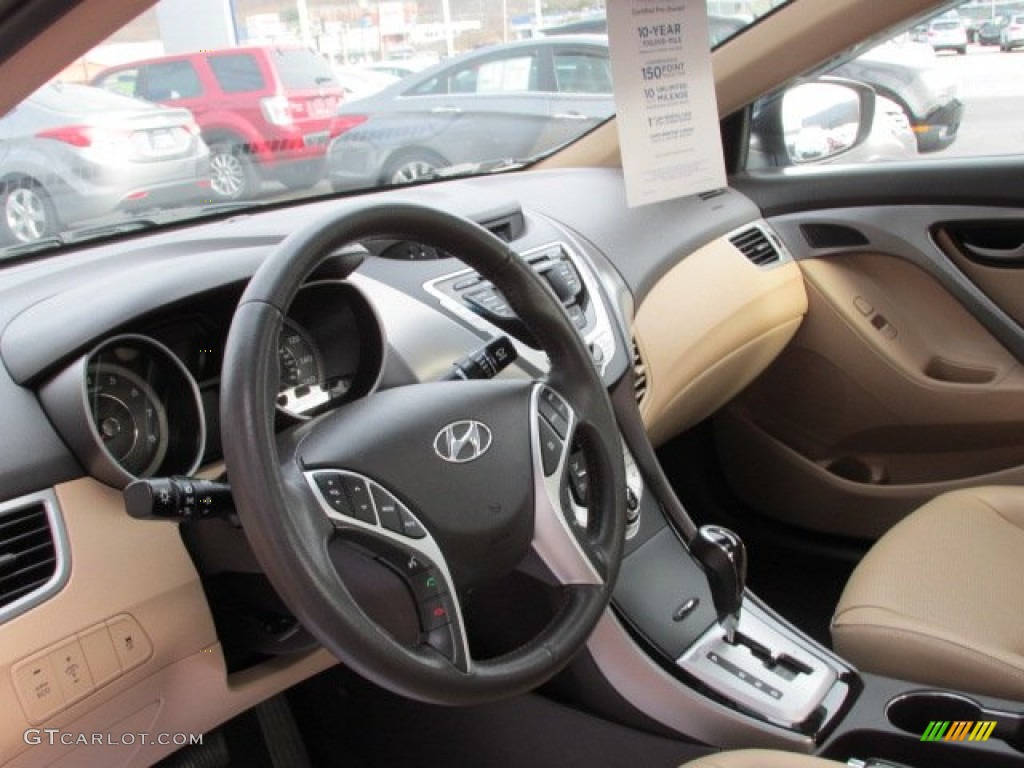 2012 Elantra Limited - Blue Sky Metallic / Beige photo #13