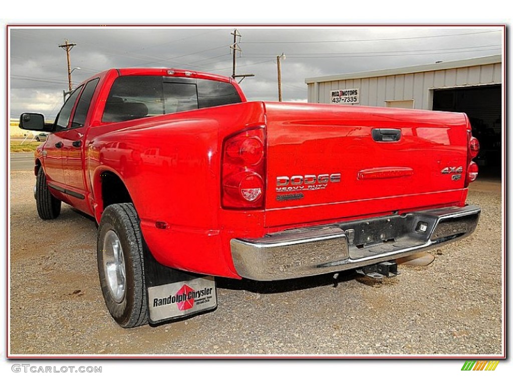 2007 Ram 3500 Laramie Quad Cab Dually - Flame Red / Medium Slate Gray photo #4