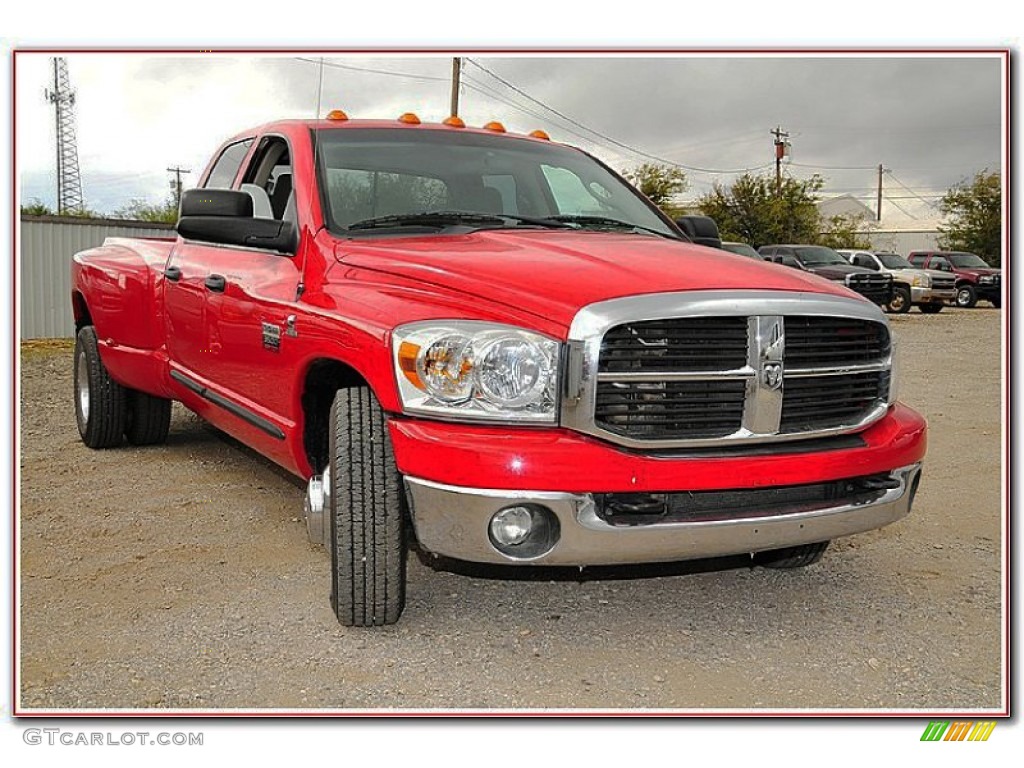 2007 Ram 3500 Laramie Quad Cab Dually - Flame Red / Medium Slate Gray photo #12