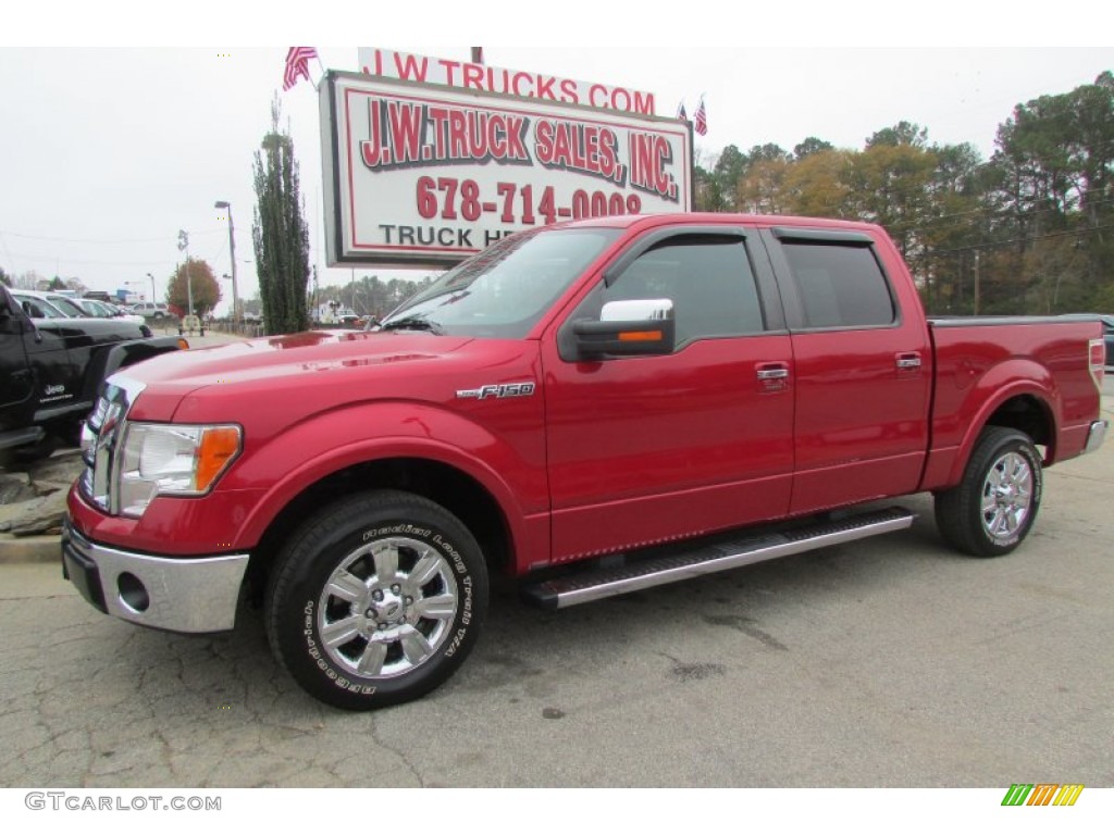 2010 F150 Lariat SuperCrew - Royal Red Metallic / Black photo #3