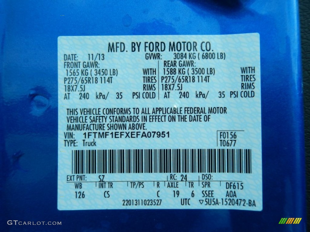 2014 F150 Color Code SZ for Blue Flame Photo #88195758