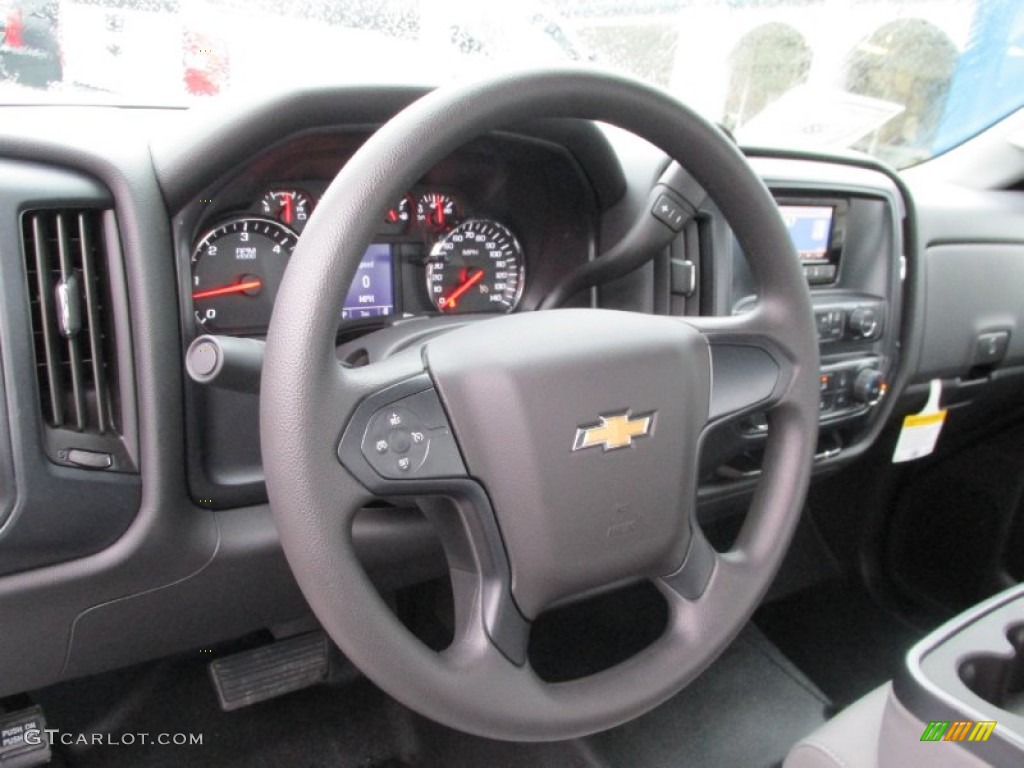 2014 Chevrolet Silverado 1500 WT Double Cab Jet Black/Dark Ash Steering Wheel Photo #88200654