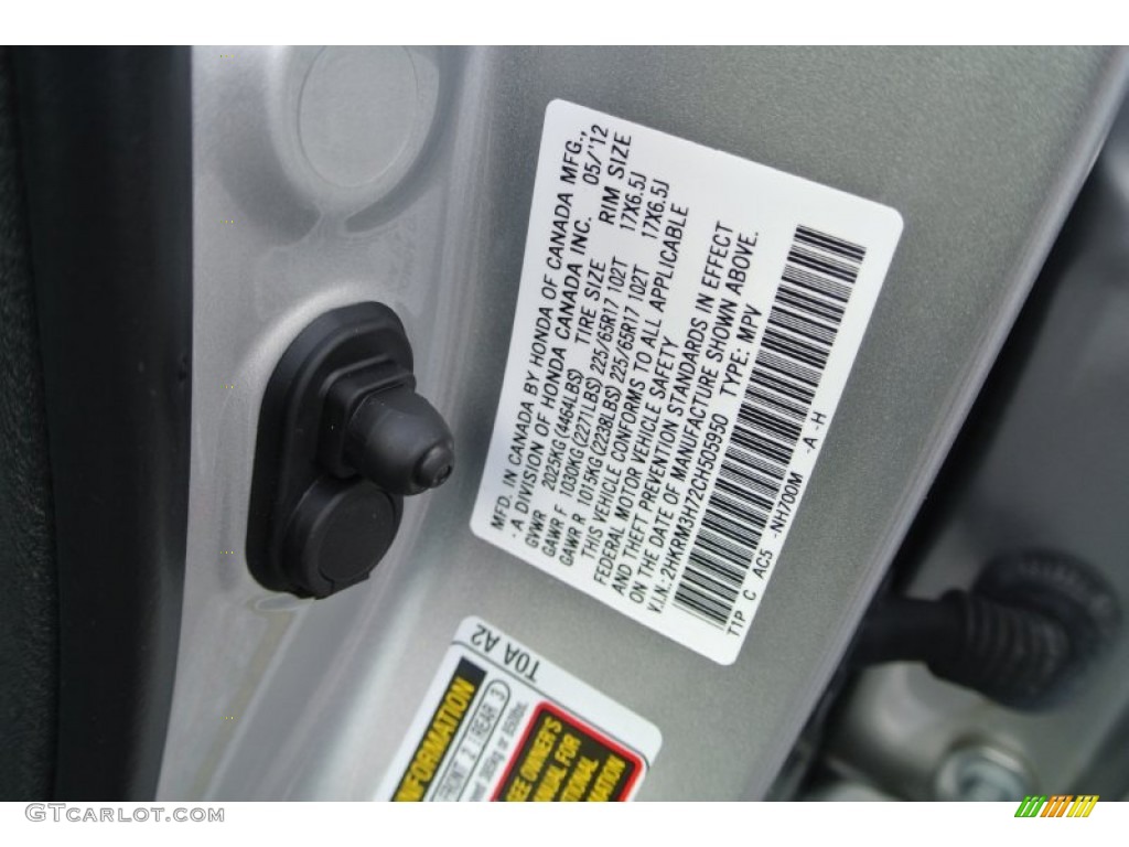 2012 CR-V EX-L - Alabaster Silver Metallic / Black photo #7