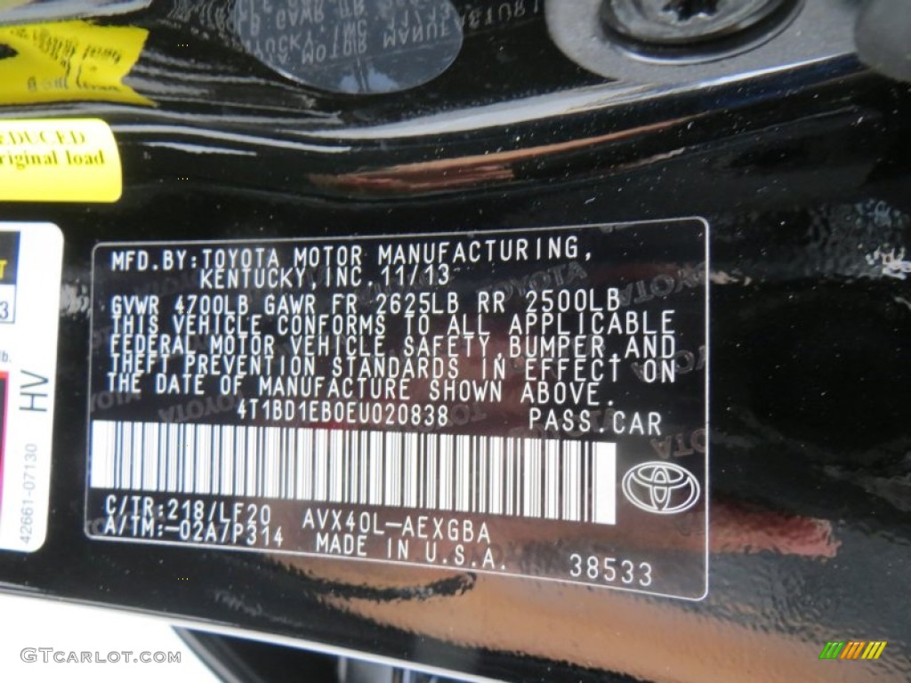 2014 Avalon Color Code 218 for Attitude Black Metallic Photo #88219401