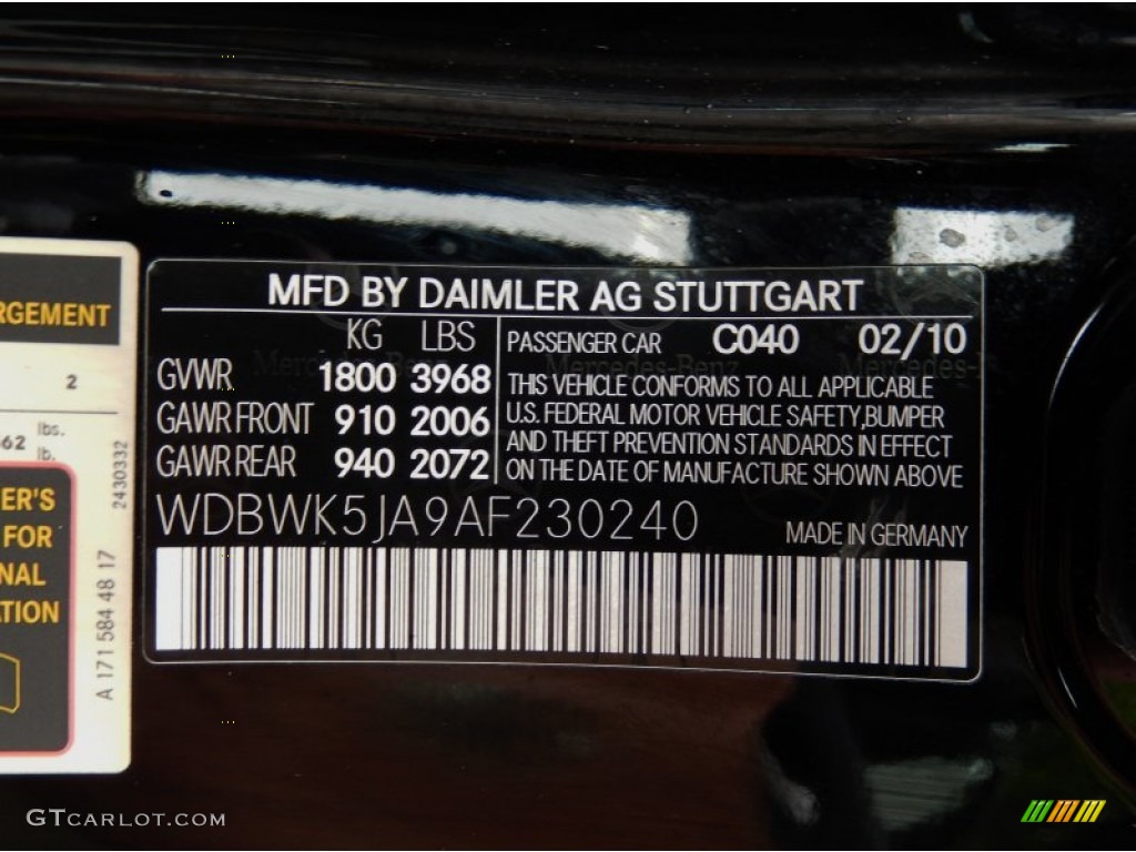 2010 SLK Color Code 040 for Black Photo #88219668