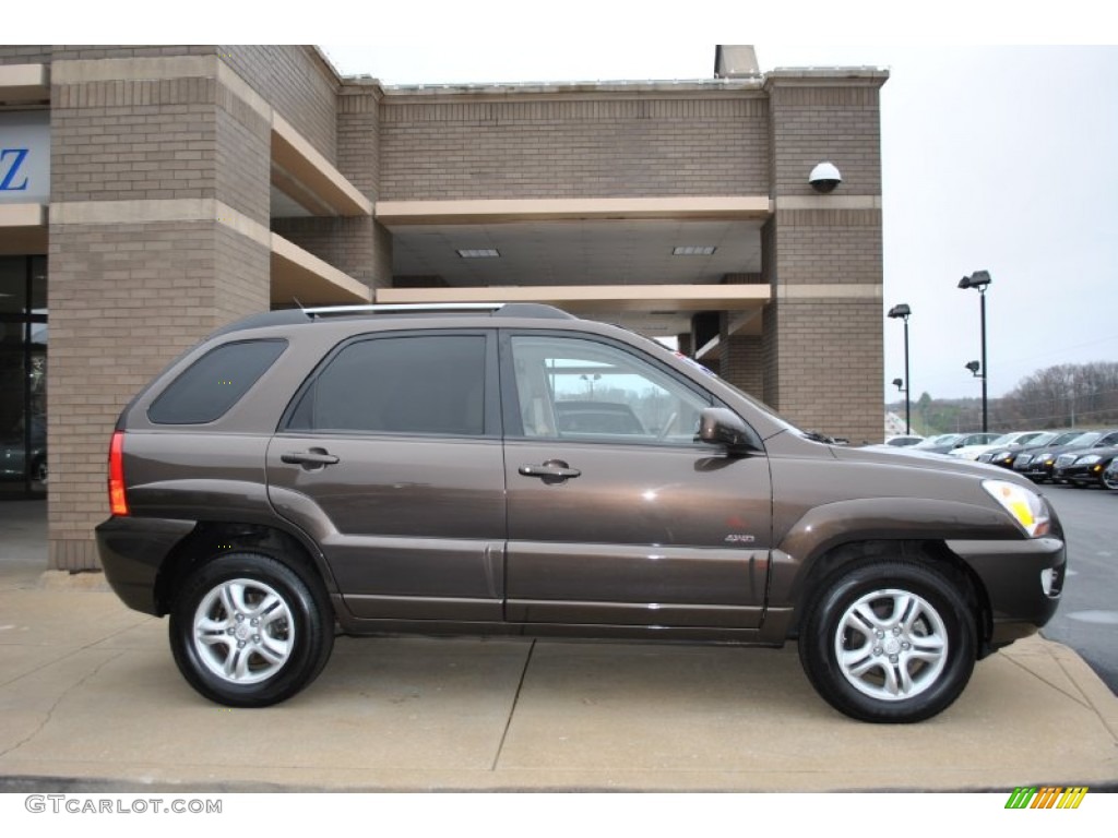 2008 Sportage EX V6 4x4 - Smokey Brown Metallic / Beige photo #2