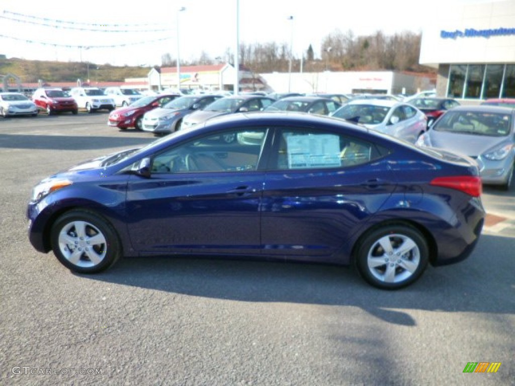 2013 Elantra GLS - Indigo Night / Beige photo #4