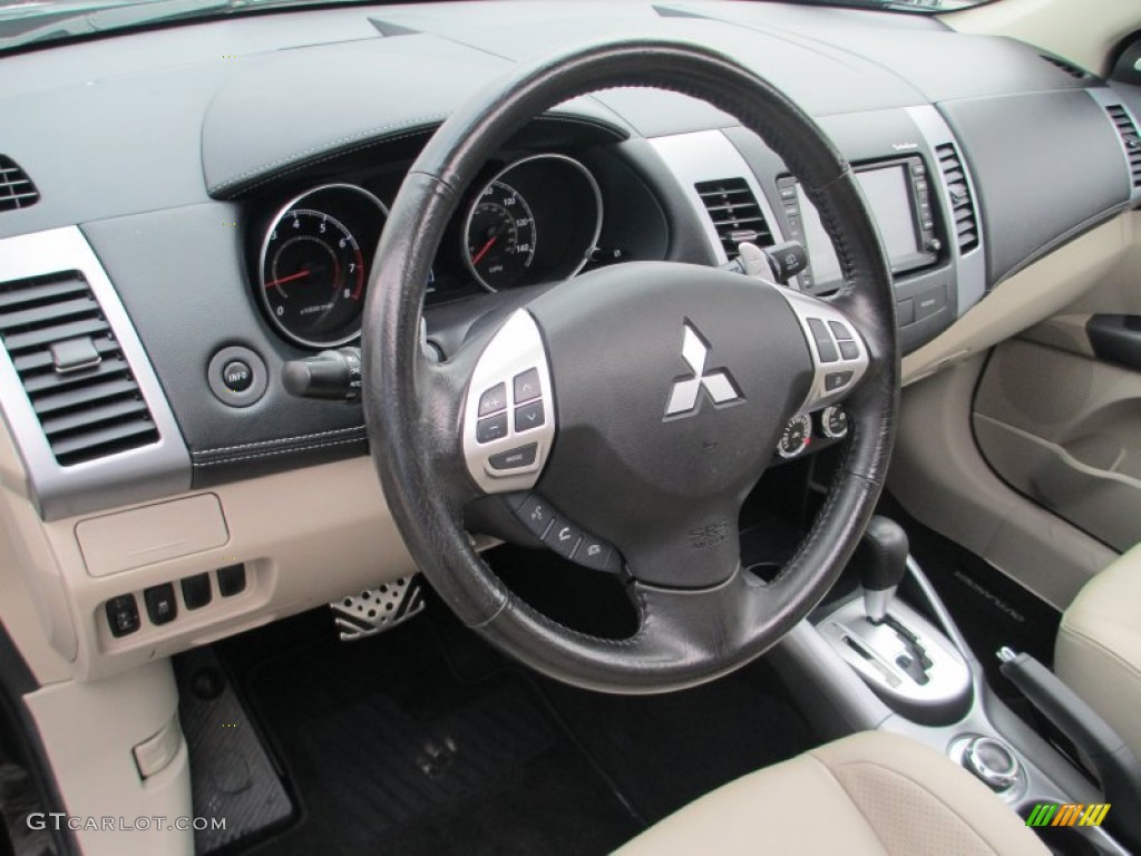 2012 Mitsubishi Outlander GT S AWD Beige Dashboard Photo #88226385