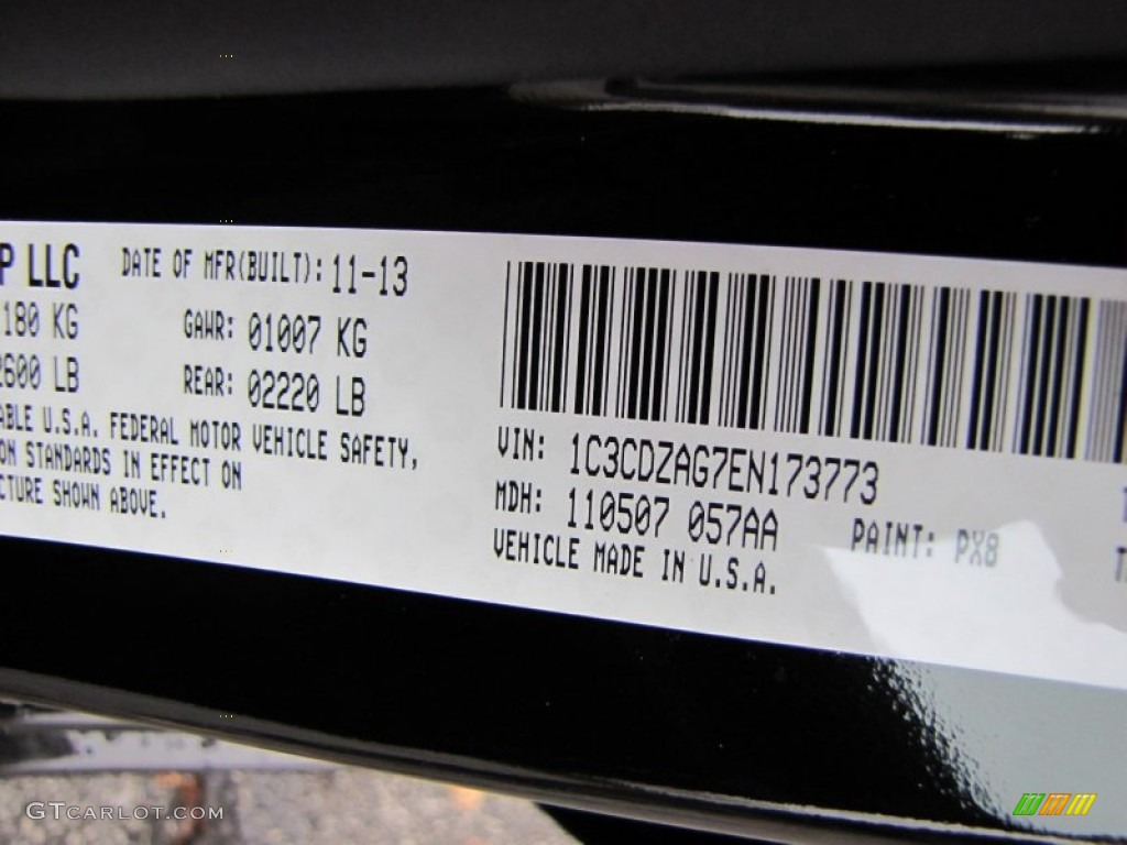 2014 Avenger Color Code PX8 for Black Clear Coat Photo #88235274