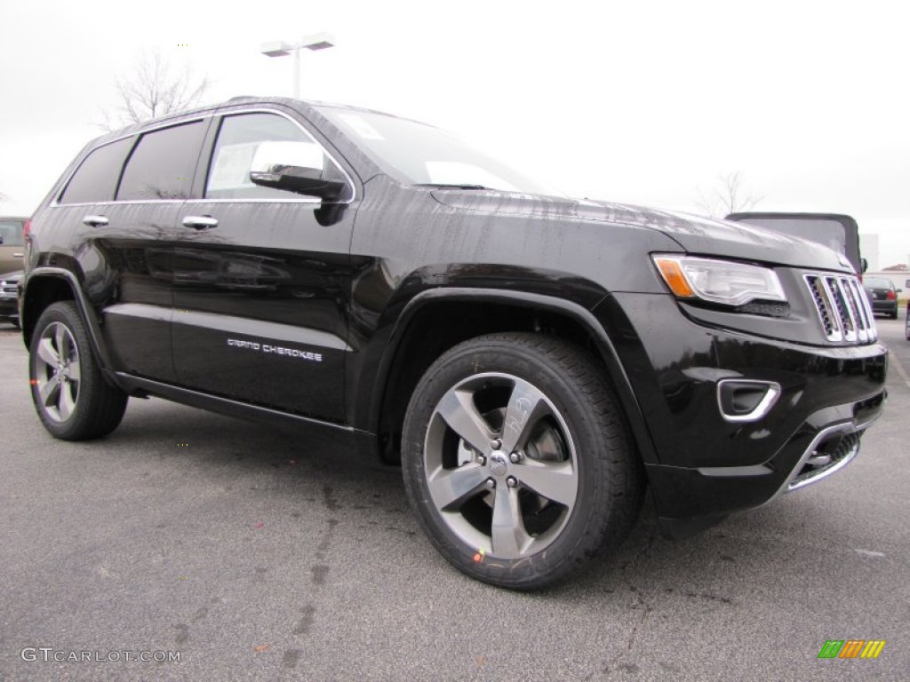 2014 Grand Cherokee Overland - Brilliant Black Crystal Pearl / Overland Nepal Jeep Brown Light Frost photo #4