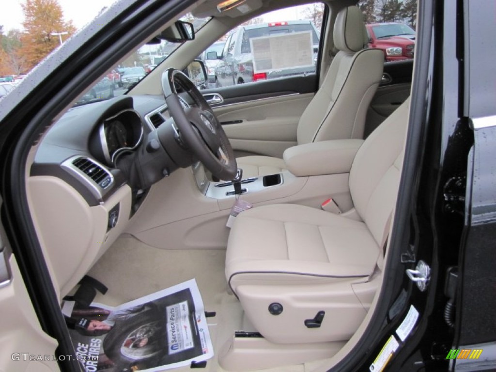 2014 Grand Cherokee Overland - Brilliant Black Crystal Pearl / Overland Nepal Jeep Brown Light Frost photo #6