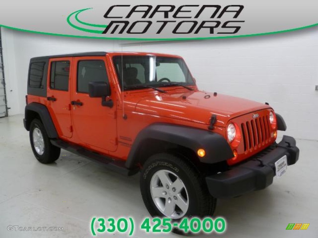 2013 Wrangler Unlimited Sport S 4x4 - Rock Lobster Red / Black photo #1