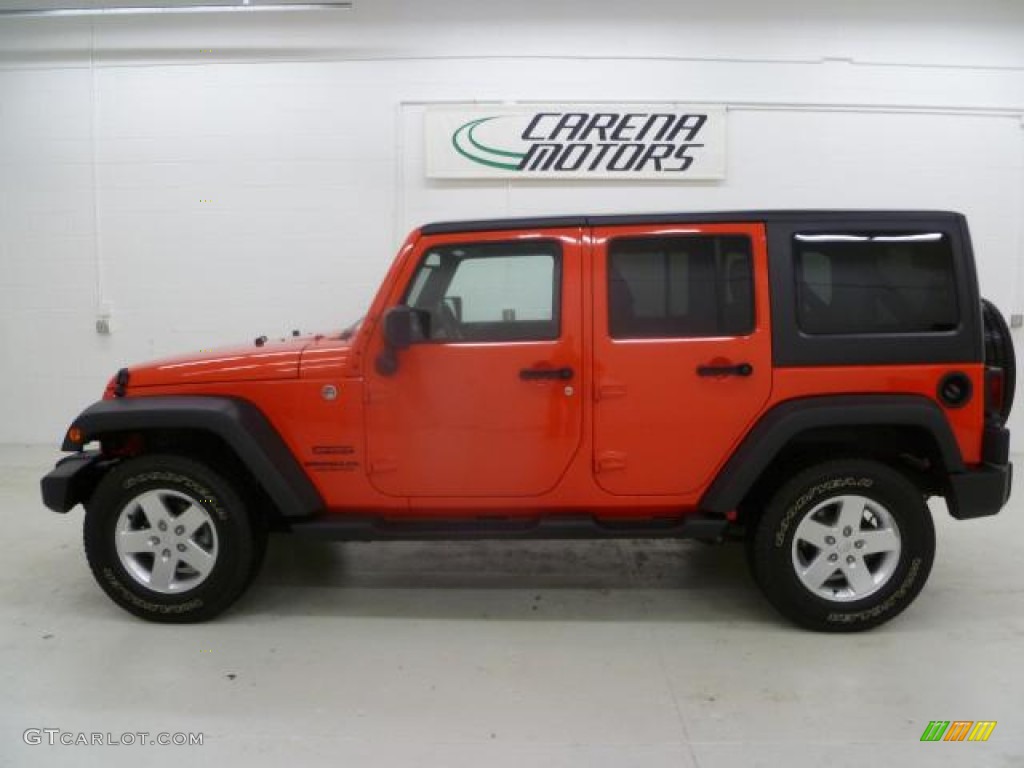 2013 Wrangler Unlimited Sport S 4x4 - Rock Lobster Red / Black photo #3