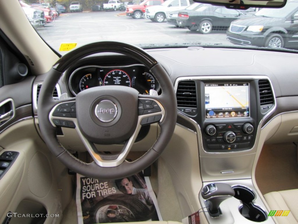 2014 Grand Cherokee Overland - Brilliant Black Crystal Pearl / Overland Nepal Jeep Brown Light Frost photo #9