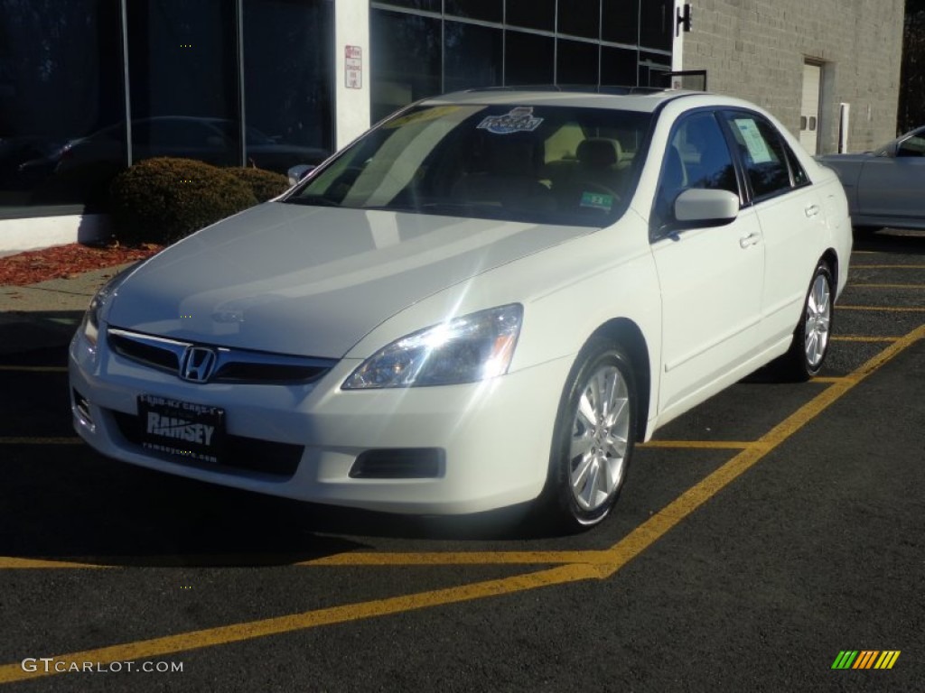 2007 Accord EX-L V6 Sedan - Taffeta White / Ivory photo #1