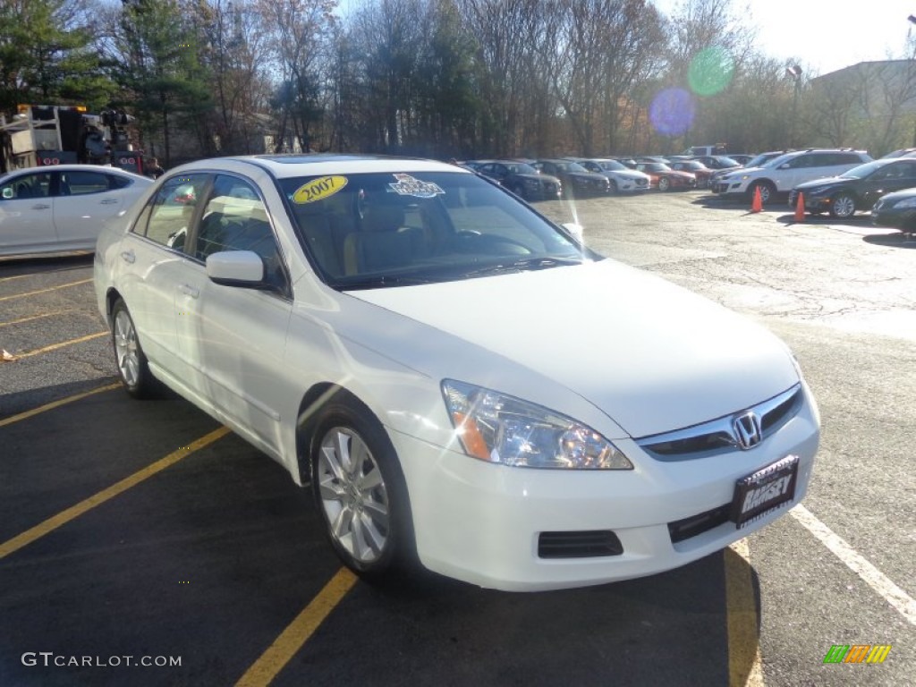 2007 Accord EX-L V6 Sedan - Taffeta White / Ivory photo #3