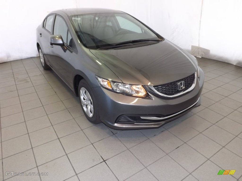 2013 Civic LX Sedan - Polished Metal Metallic / Gray photo #1