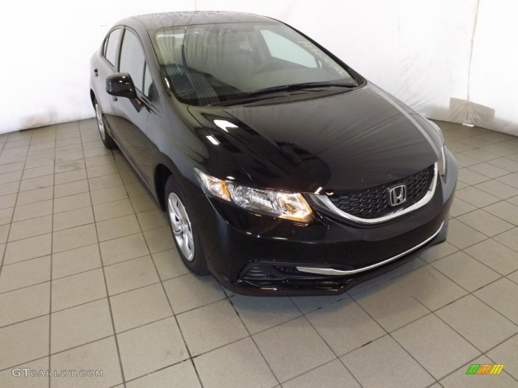 2013 Civic LX Sedan - Crystal Black Pearl / Gray photo #1