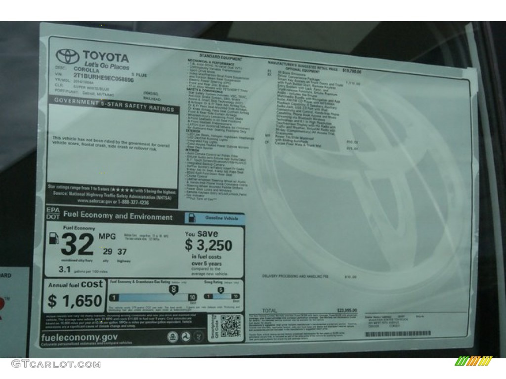 2014 Corolla S - Super White / Steel Blue photo #10