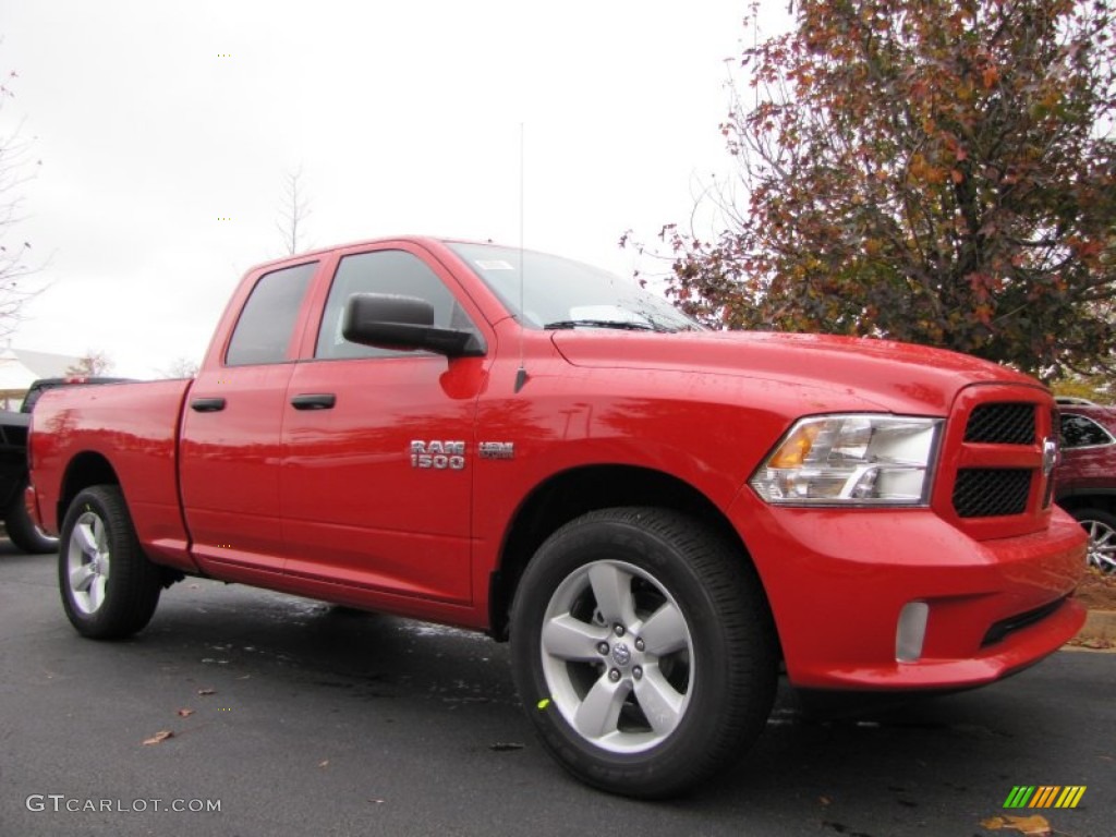 2014 1500 Express Quad Cab 4x4 - Flame Red / Black/Diesel Gray photo #4