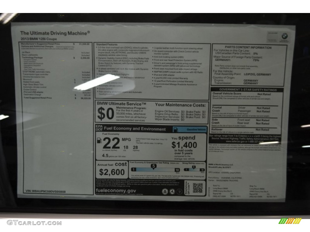 2013 1 Series 128i Coupe - Jet Black / Black photo #4
