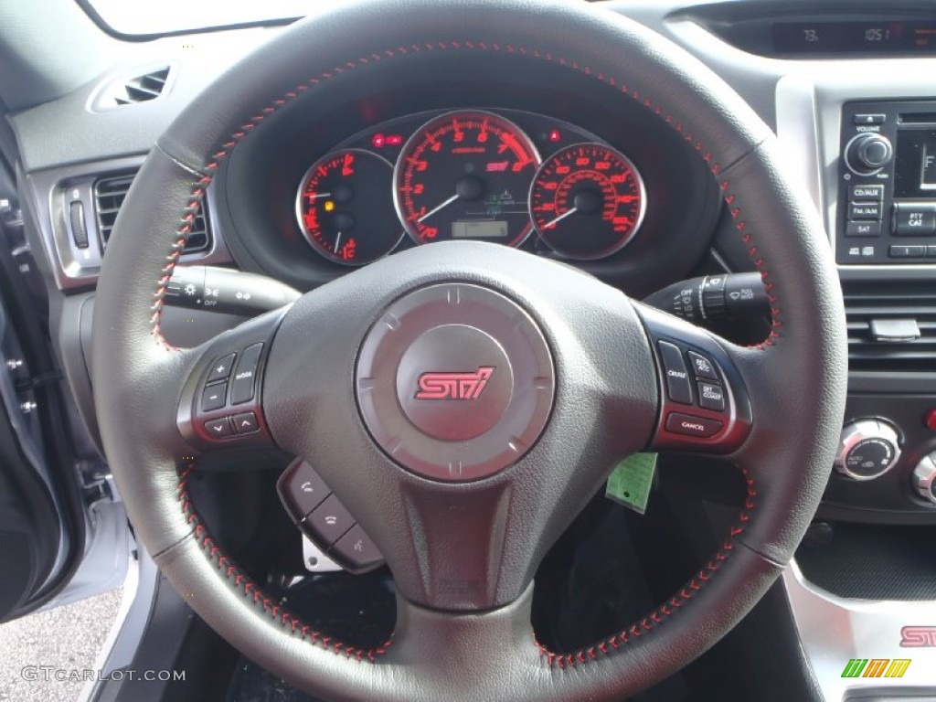 2014 Subaru Impreza WRX STi 4 Door STI Black Alcantara/ Carbon Black Leather Steering Wheel Photo #88256828