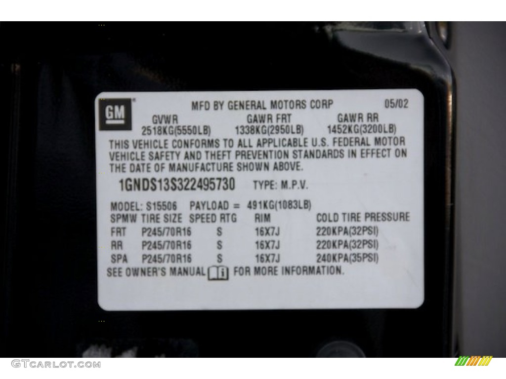 2002 TrailBlazer LS - Onyx Black / Light Pewter photo #33