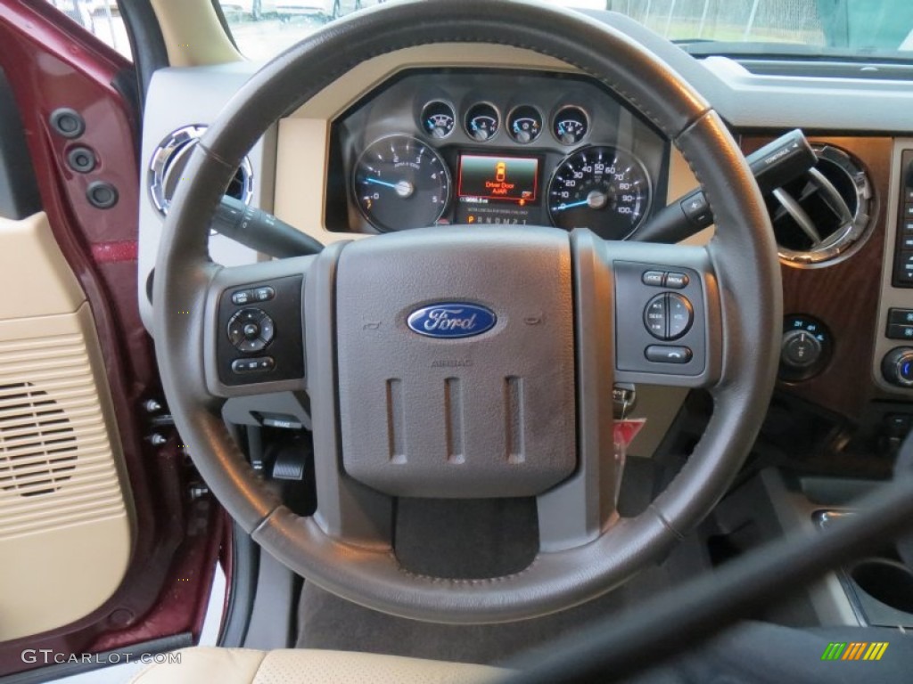 2012 F250 Super Duty Lariat Crew Cab 4x4 - Autumn Red Metallic / Adobe photo #43