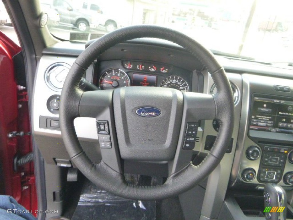 2014 Ford F150 FX4 SuperCab 4x4 Black Steering Wheel Photo #88259201