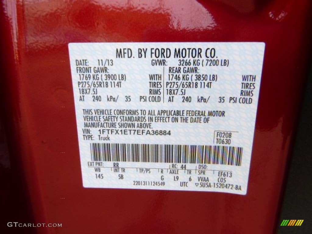 2014 F150 Color Code RR for Ruby Red Photo #88259249