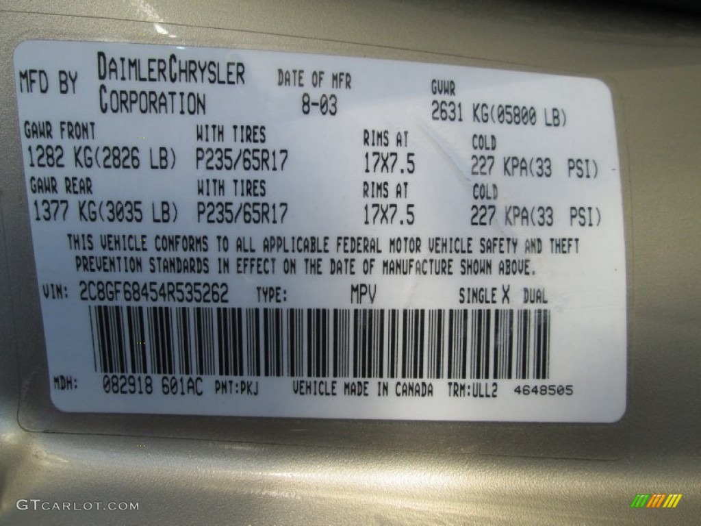 2004 Pacifica AWD - Linen Gold Metallic / Light Taupe photo #30