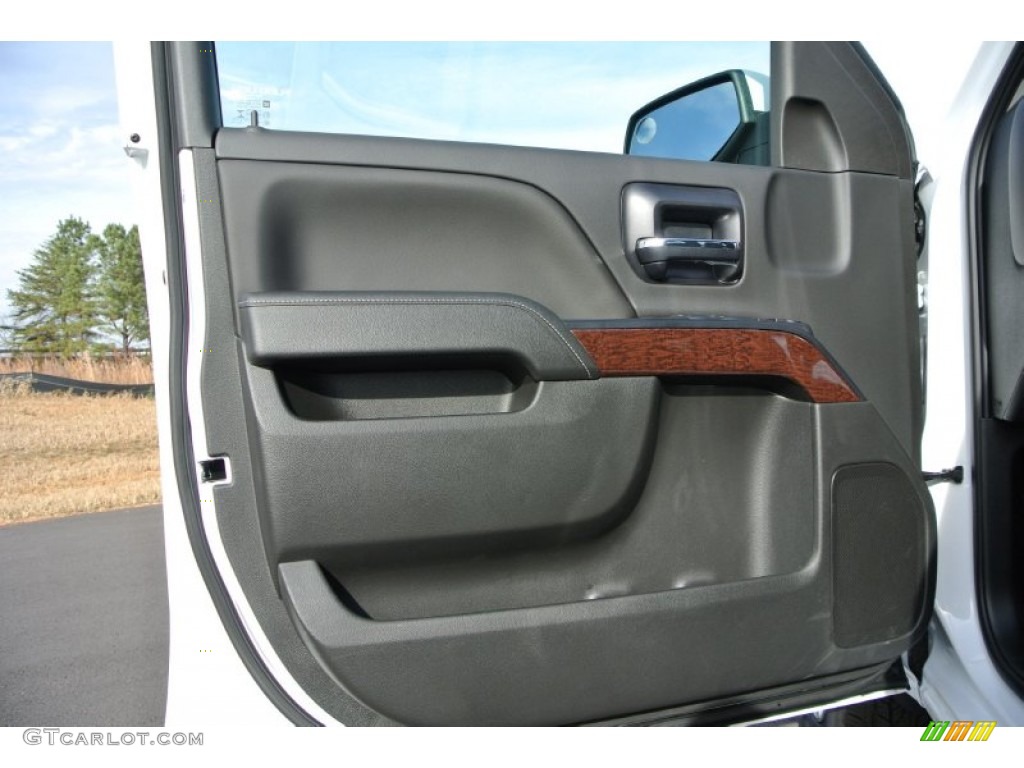 2014 GMC Sierra 1500 SLE Double Cab Jet Black Door Panel Photo #88277708