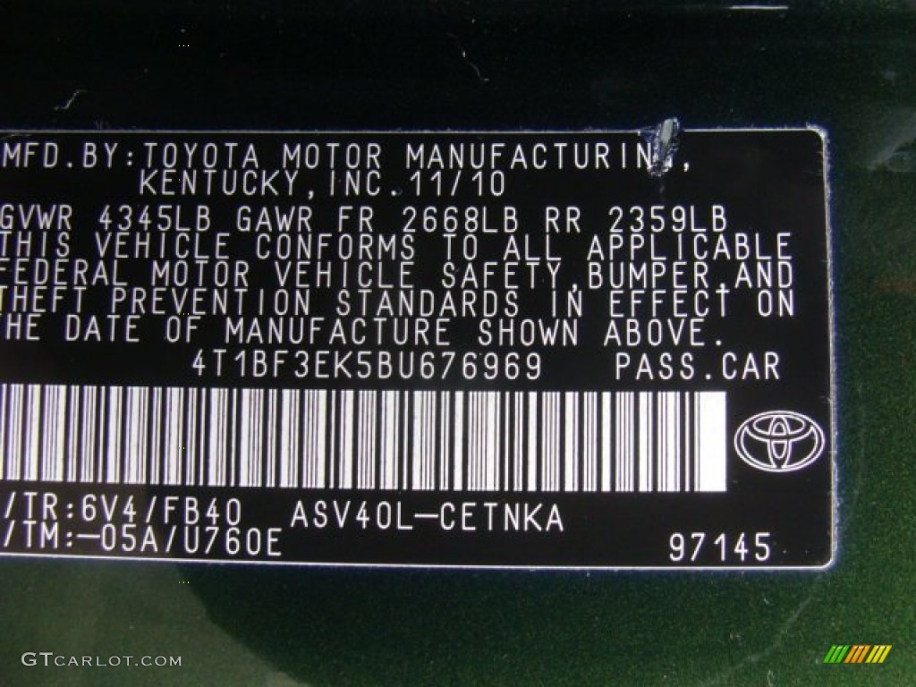 2011 Camry LE - Spruce Green Mica / Bisque photo #14