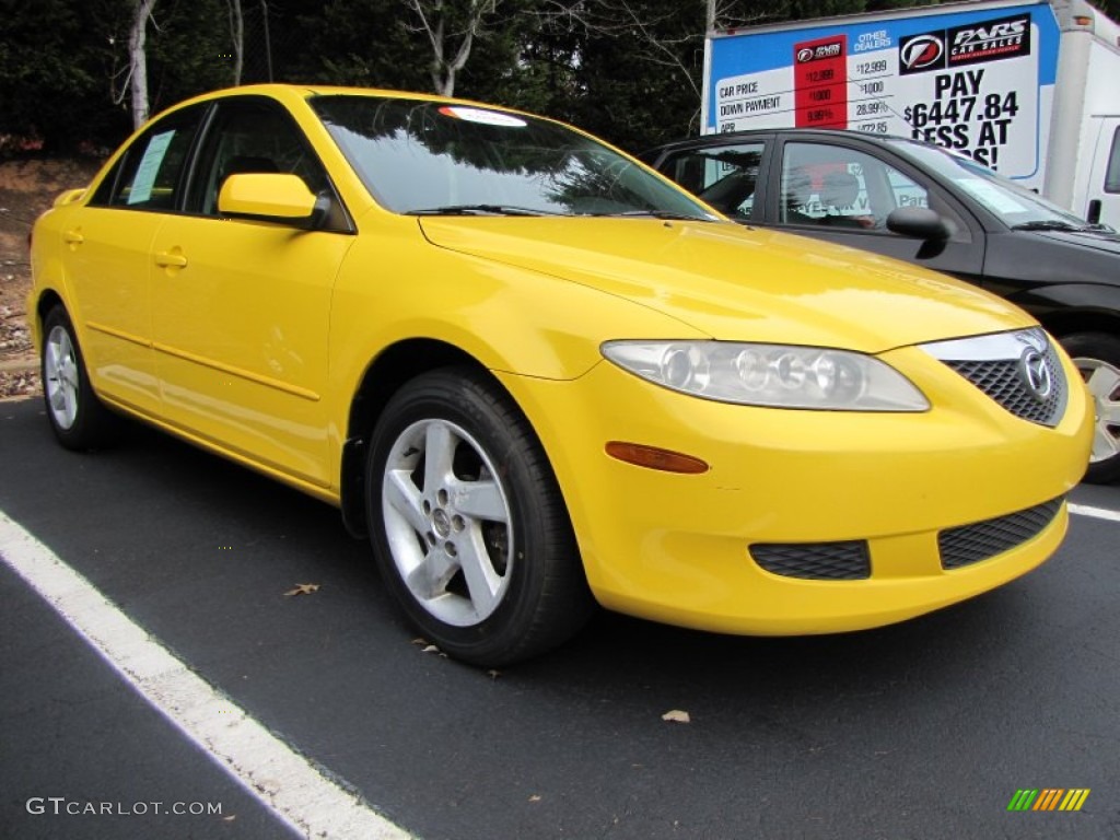 2003 MAZDA6 i Sedan - Speed Yellow / Black photo #4