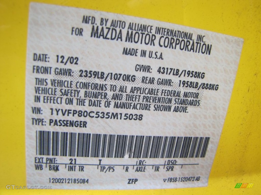 2003 MAZDA6 i Sedan - Speed Yellow / Black photo #14