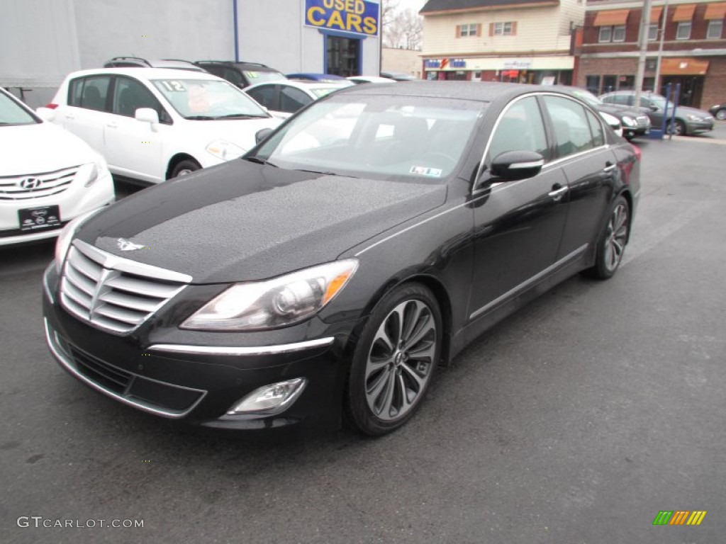 Black Noir Pearl 2012 Hyundai Genesis 5.0 R Spec Sedan Exterior Photo #88298691