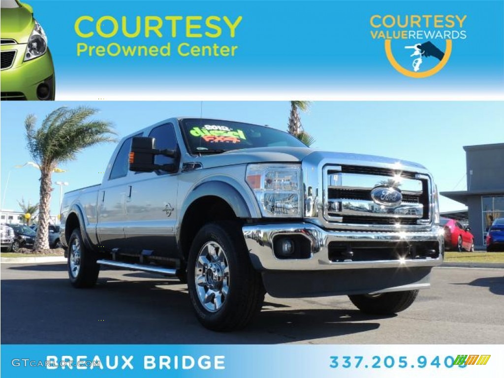 2012 F250 Super Duty Lariat Crew Cab 4x4 - Ingot Silver Metallic / Black photo #1
