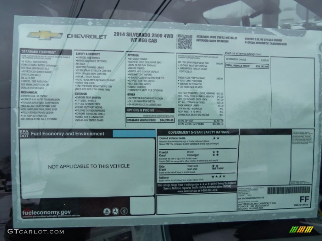 2014 Chevrolet Silverado 2500HD WT Regular Cab 4x4 Window Sticker Photos