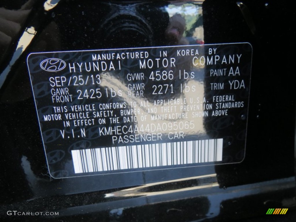 2013 Sonata Color Code AA for Black Onyx Pearl Photo #88322242