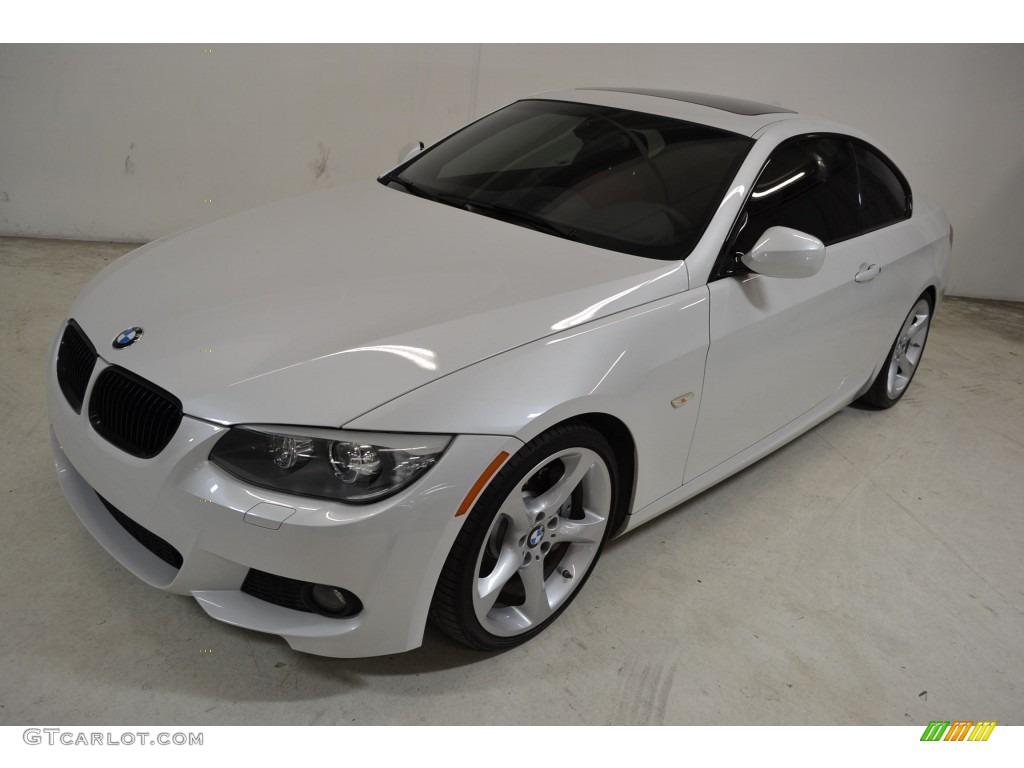 2011 3 Series 335i Coupe - Mineral White Metallic / Coral Red/Black Dakota Leather photo #8