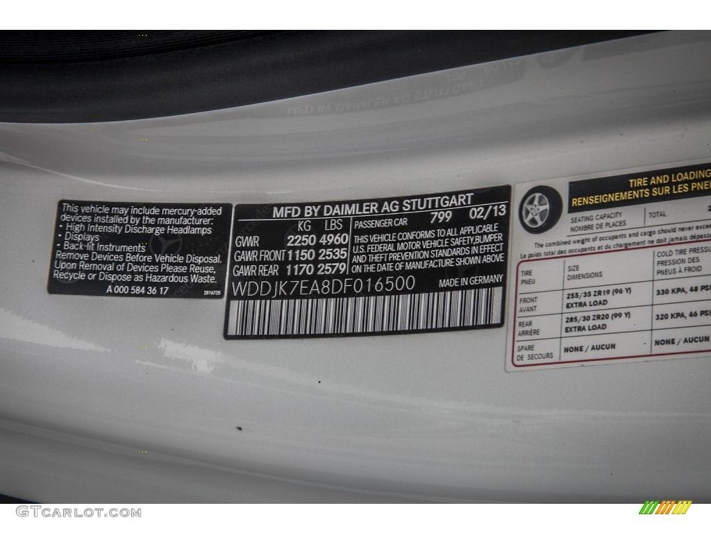 2013 Mercedes-Benz SL 63 AMG Roadster Color Code Photos