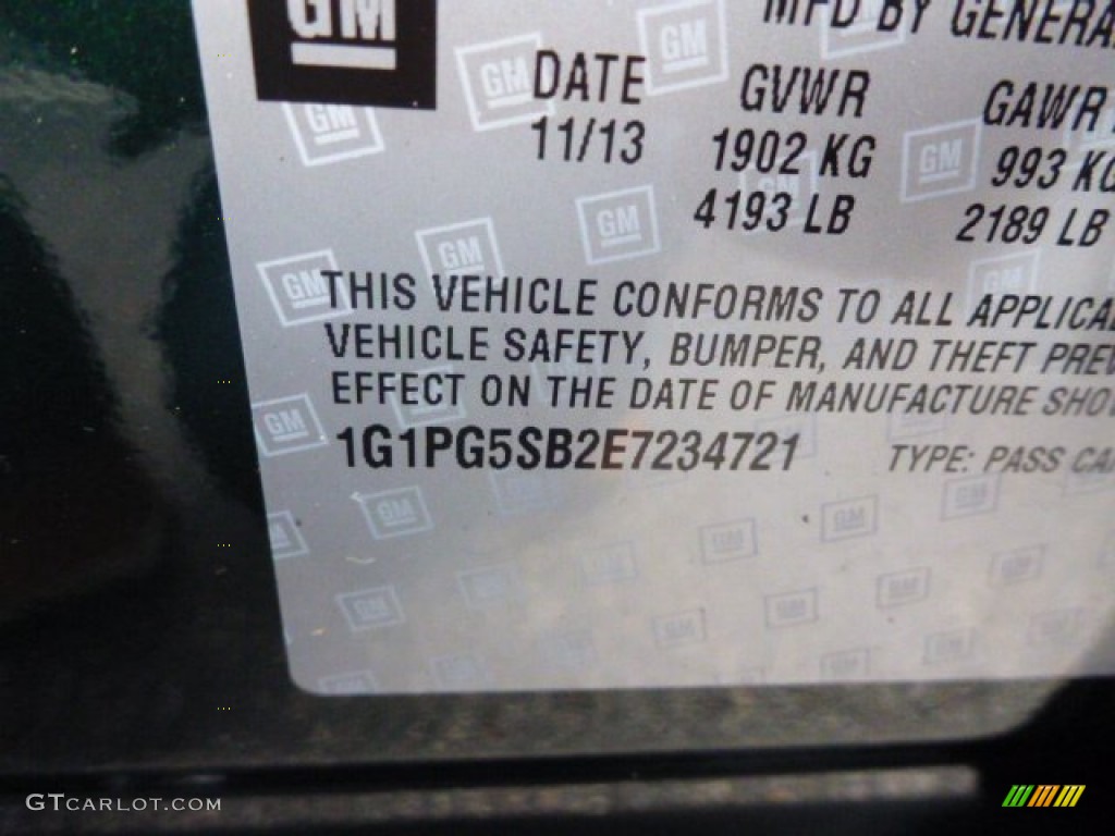2014 Cruze LTZ - Rainforest Green Metallic / Cocoa/Light Neutral photo #13