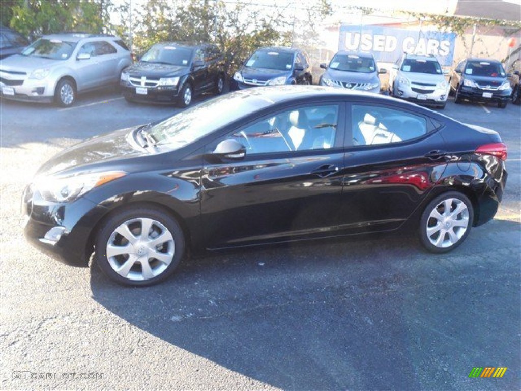 2012 Elantra Limited - Midnight Black / Black photo #6