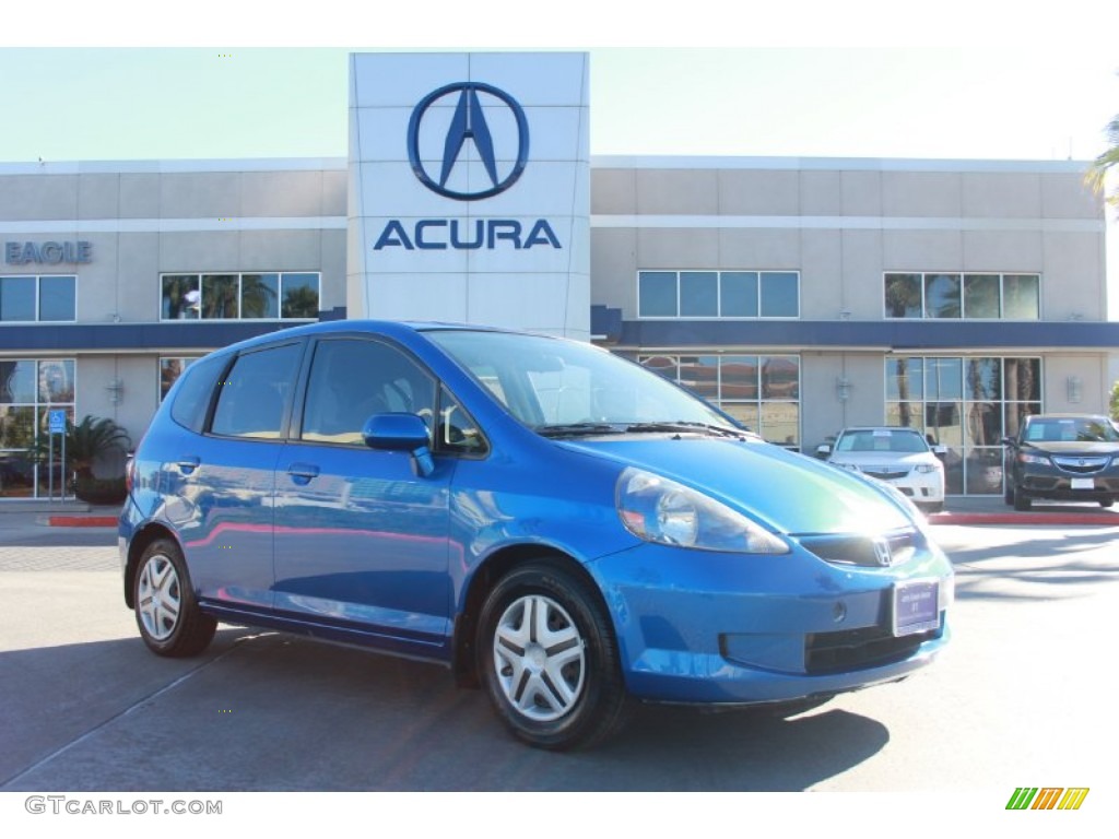 2008 Fit Hatchback - Vivid Blue Pearl / Black/Grey photo #1